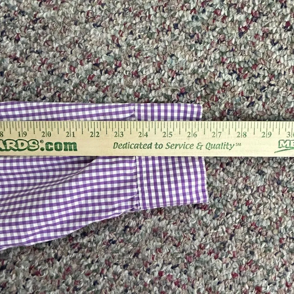 VTG Y2K J. Crew Men's Lavender White Gingham Check Button Front Shirt Size XL